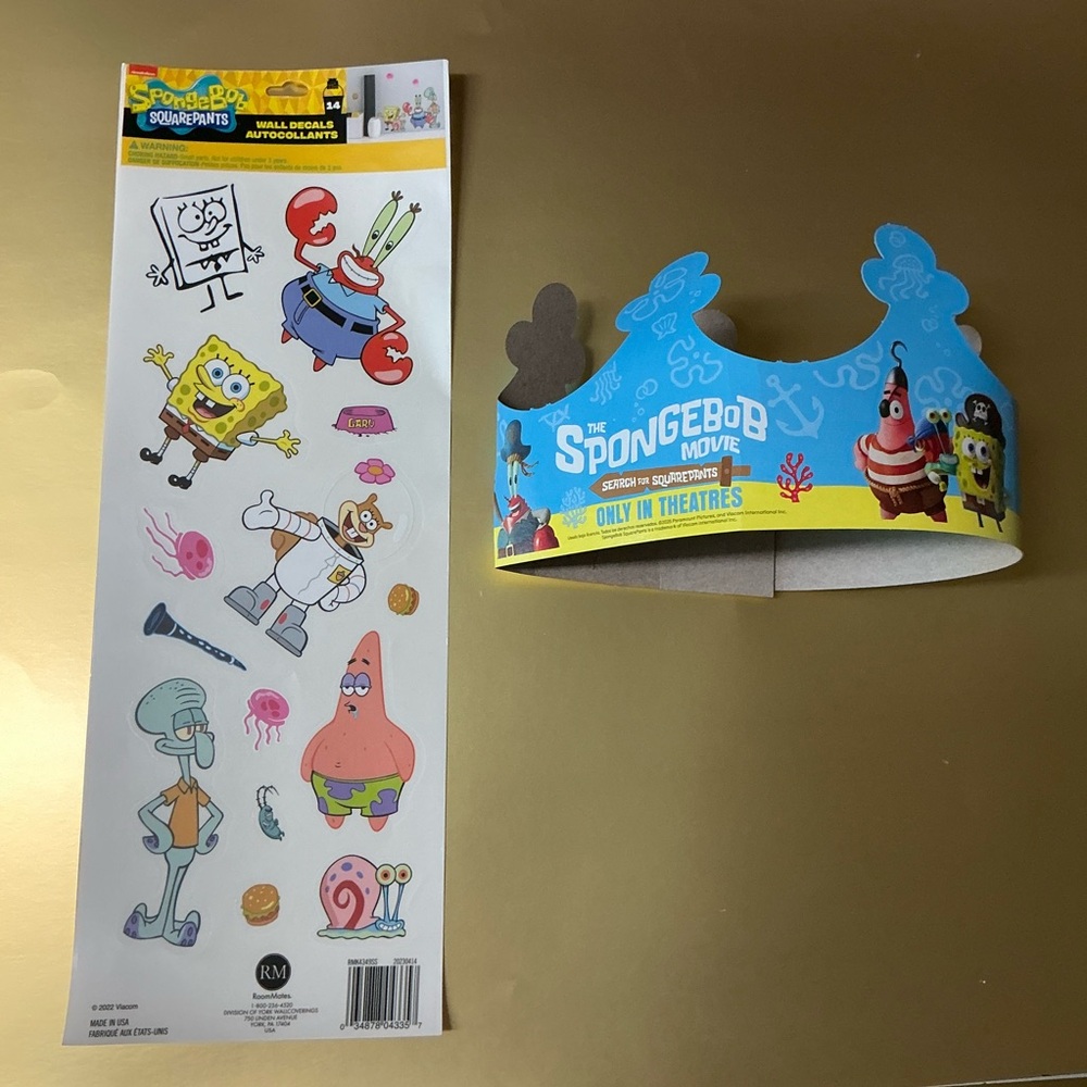 SpongeBob SquarePants Sticker and Crown Set made of paper